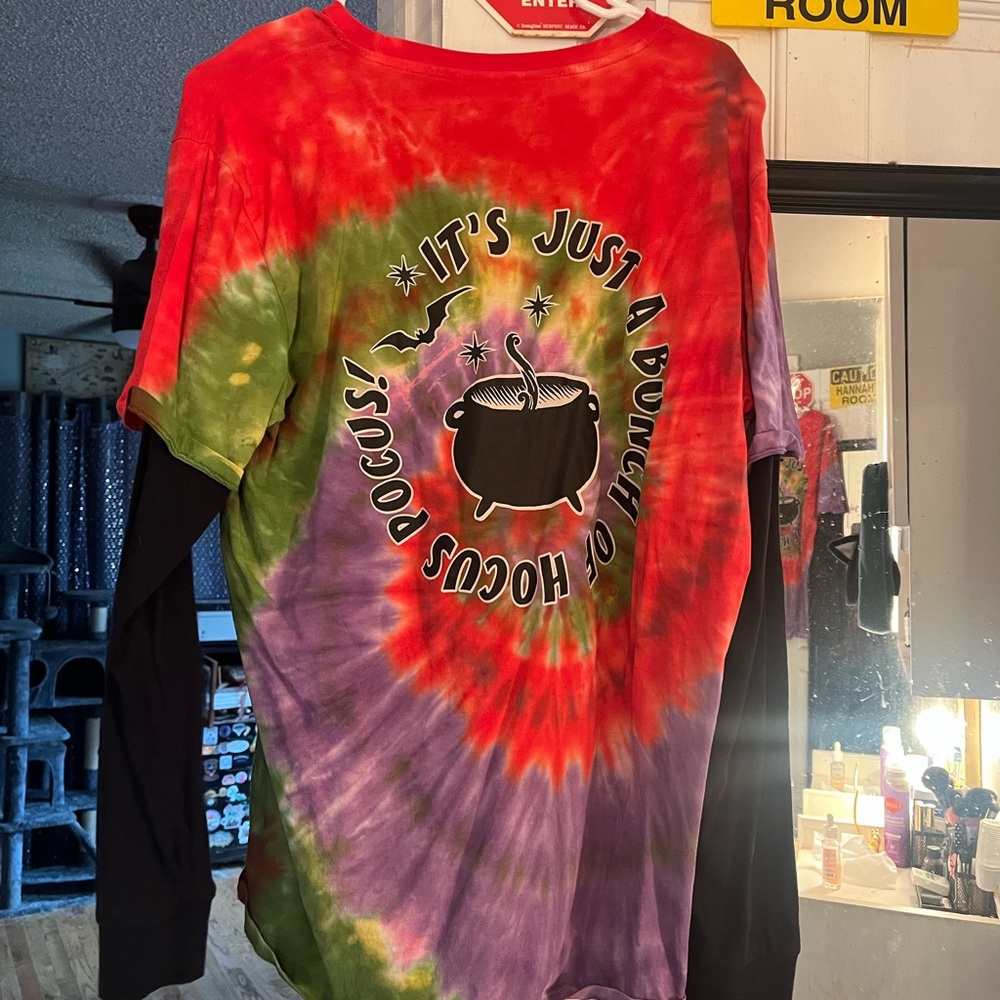 Disney Red Tie-Dye Tee with Black Logo